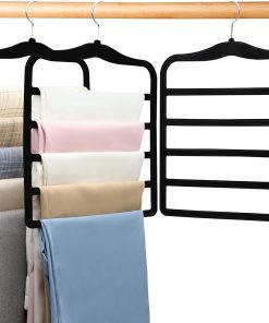 Closet Organizers and Storage.3 Pack Organization and Storage Pants-Hangers-Space-Saving.Velvet Hanger for Dorm Room for College Students Girls Boys Guys Hanging Jean Scarf
