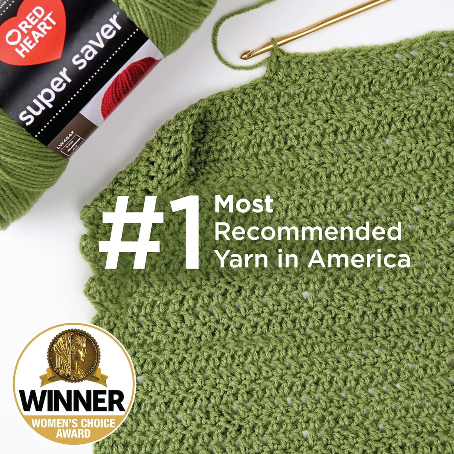 Red Heart Super Saver White Yarn - 3 Pack of 198g/7oz - Acrylic - 4 Medium (Worsted) - 364 Yards - Knitting/Crochet - Image 2